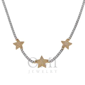 10K GOLD 3.27MM TWO-TONE ROUND DIAMOND STAR CHAIN 1.95 CT