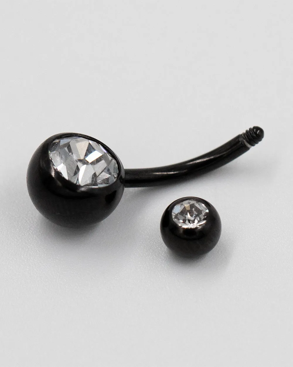 14 Gauge | Black Sss Cz Gem Navel Curved Barbell