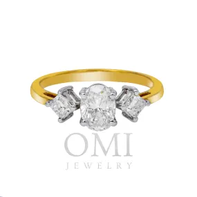 14K GOLD RADIANT CUT LAB DIAMOND ENGAGEMENT RING 1.14 CTW