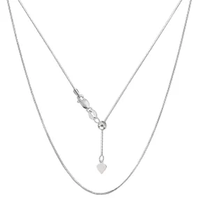 14k White Gold Adjustable Octagonal Snake Chain Necklace, 0.85mm, 22