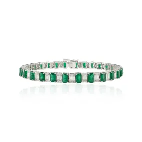 18K Gold Emerald Diamond Tennis Bracelet