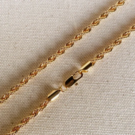 18k Gold Filled Rope Chain In 4.0mm Thickness Gold Chain