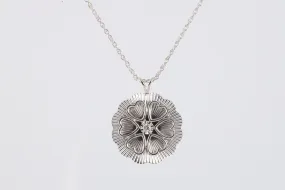 18" 14k White Gold 0.06tcw Diamond Heart Disk Pendant Necklace (5.67g.)