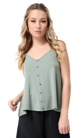 54067 Decorative Buttons Fluffy Sage Green Top