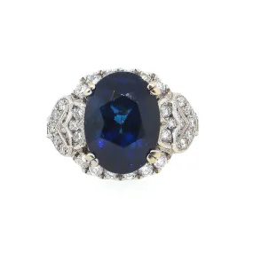 AGL Certified Blue Sapphire and Diamond Ring