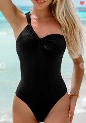 Asymmetric Twist Cutout Swimsuit ( 1 piece )