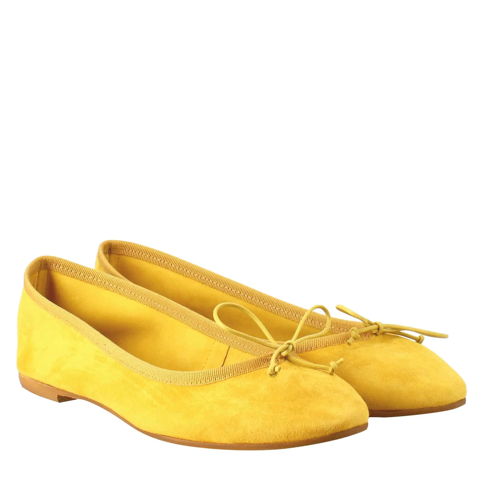 Ballerine leggere da donna color giallo in camoscio sfoderate