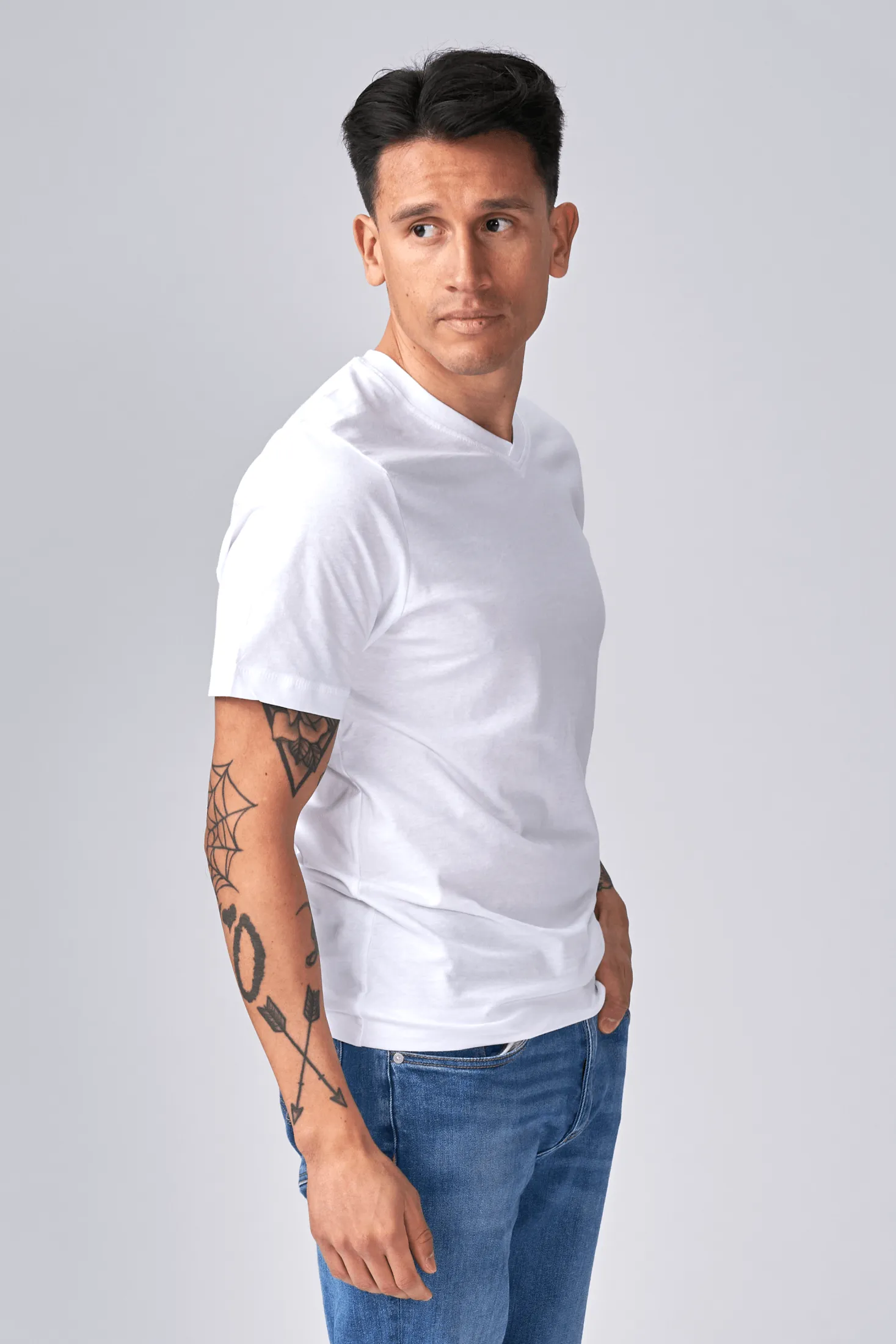 Basic V-neck t-shirt  - Hvid