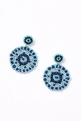 Boho Beaded Earrings in Navy and Light Blue