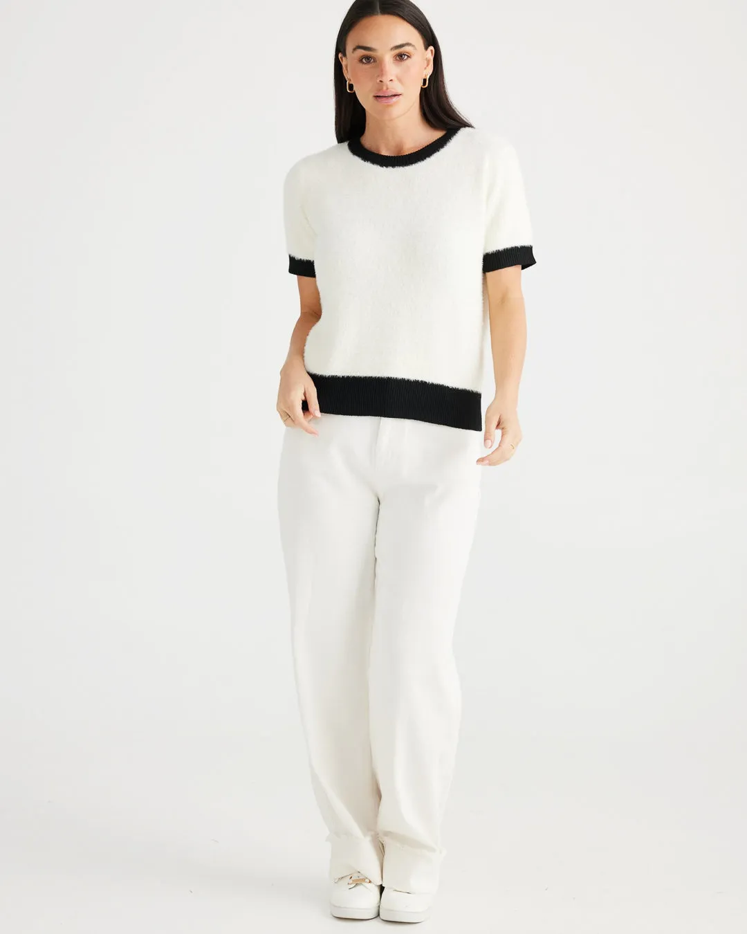 Brave & True Tinker Knit Top Off White & Black