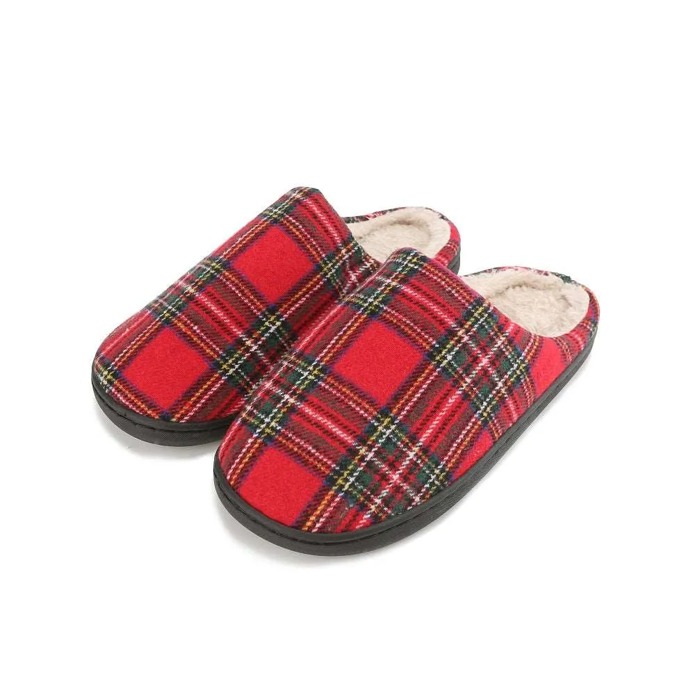 Braveman Men's Holiday Plaid Slide On House Slippers