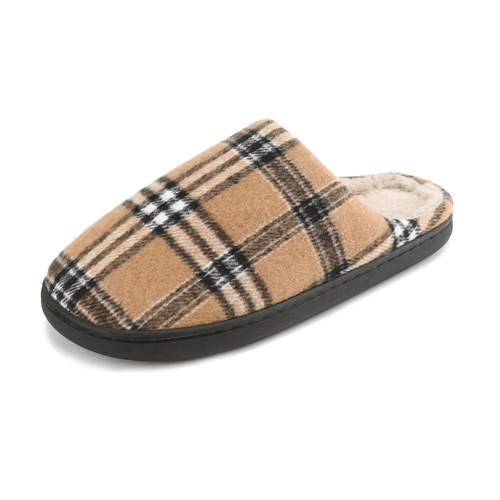 Braveman Men's Holiday Plaid Slide On House Slippers