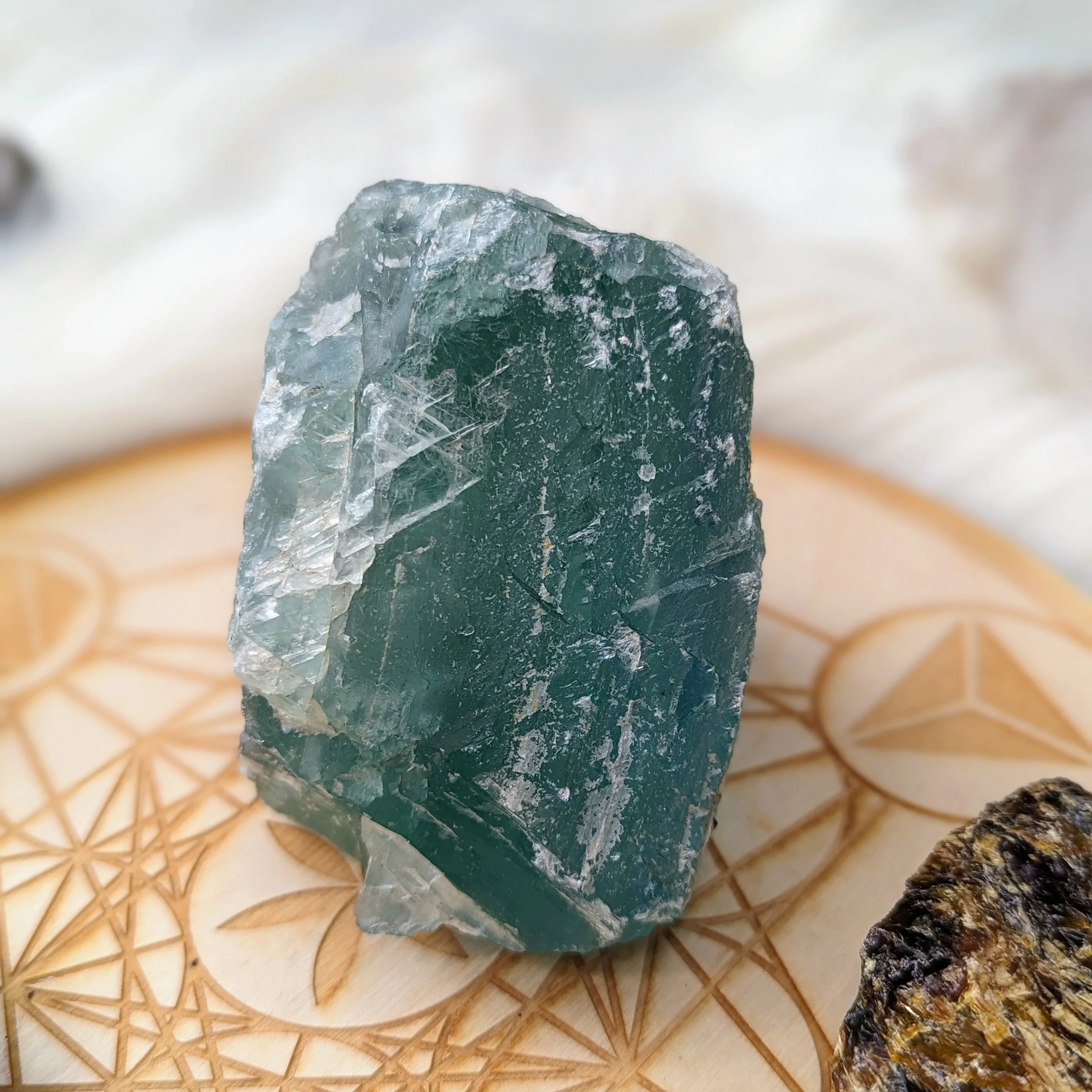 Chunky Top Grade Rough Rainbow Green Fluorite Specimen from Mexico