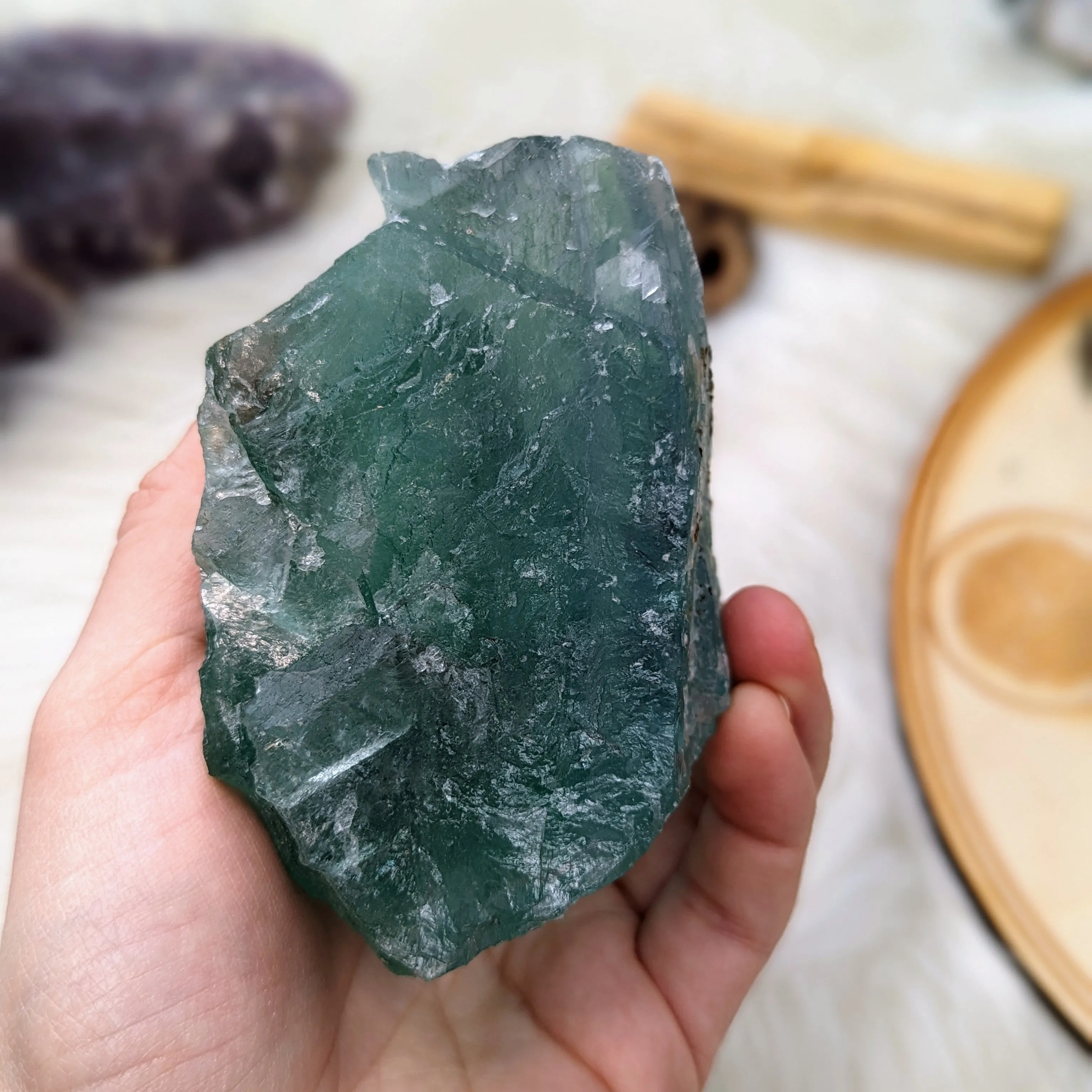 Chunky Top Grade Rough Rainbow Green Fluorite Specimen from Mexico