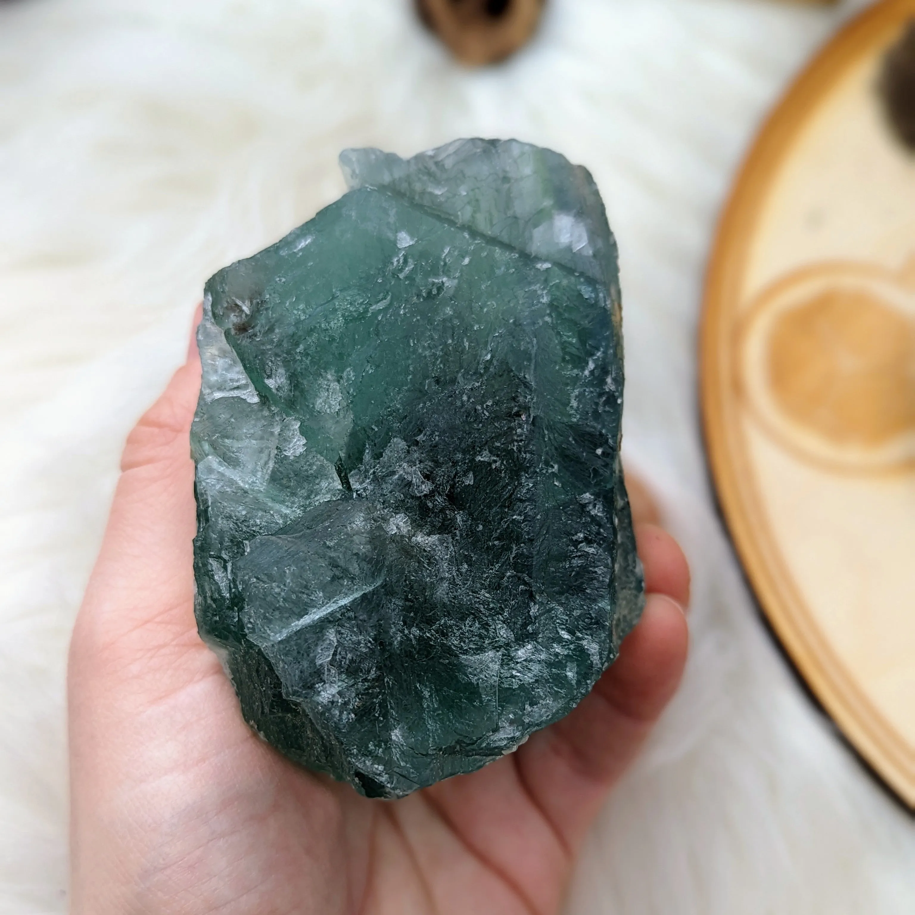 Chunky Top Grade Rough Rainbow Green Fluorite Specimen from Mexico