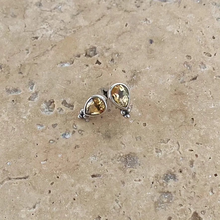 Citrine Teardrop Stud Earrings - Lola