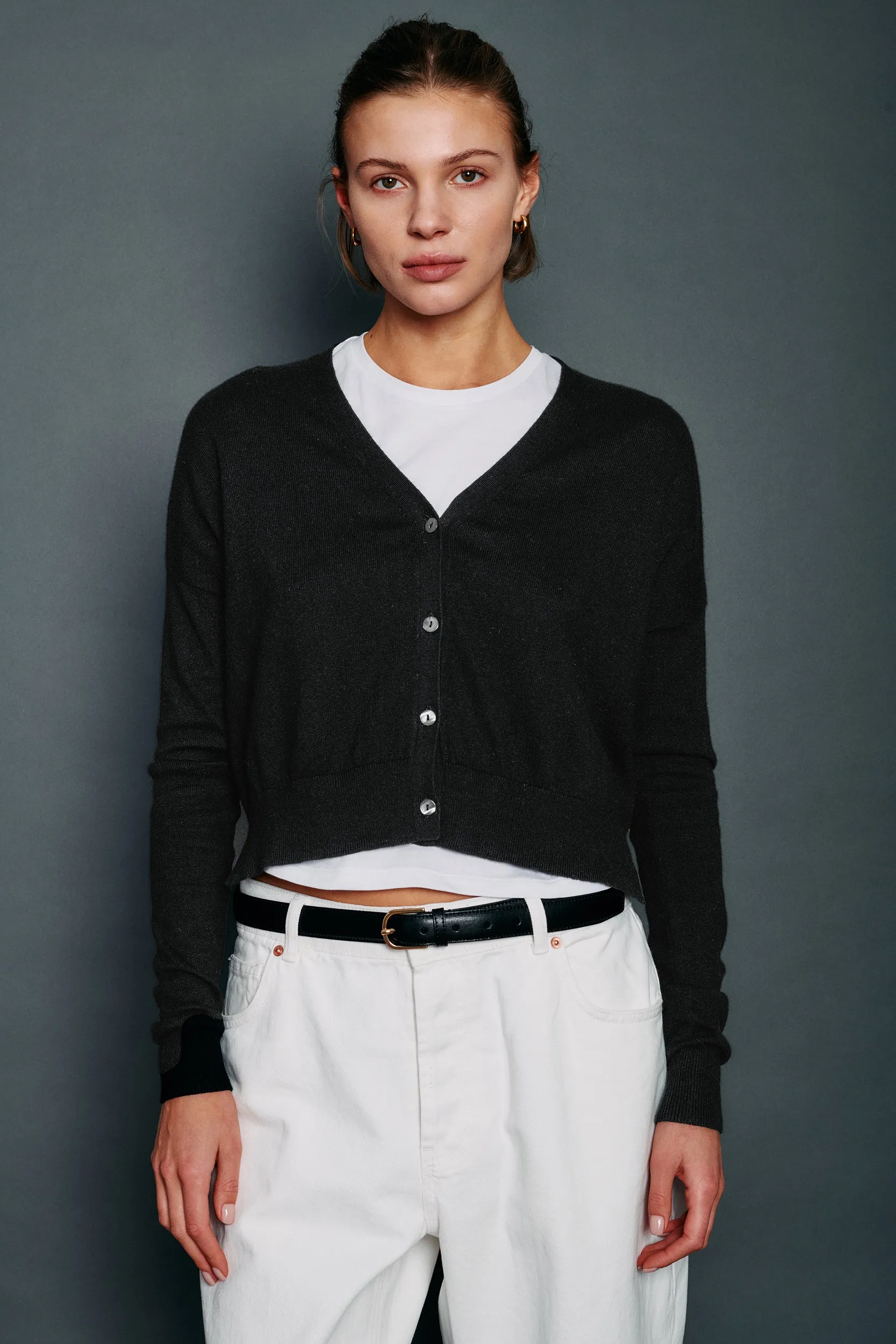 Cotton Cashmere Cropped Cardigan