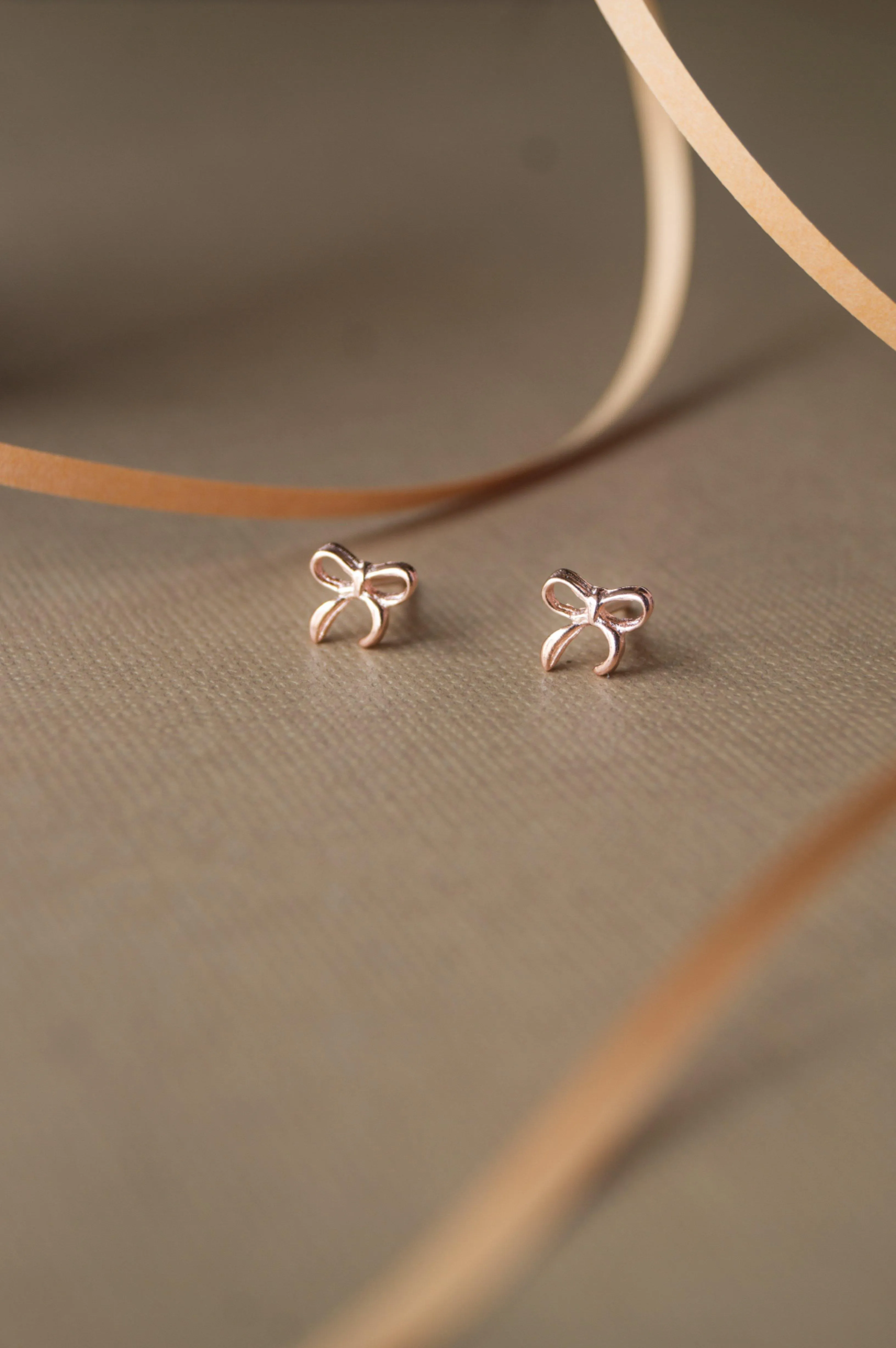 Delicate Bow Gold Plated Mini Sterling Silver Stud Earrings