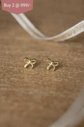 Delicate Bow Gold Plated Mini Sterling Silver Stud Earrings