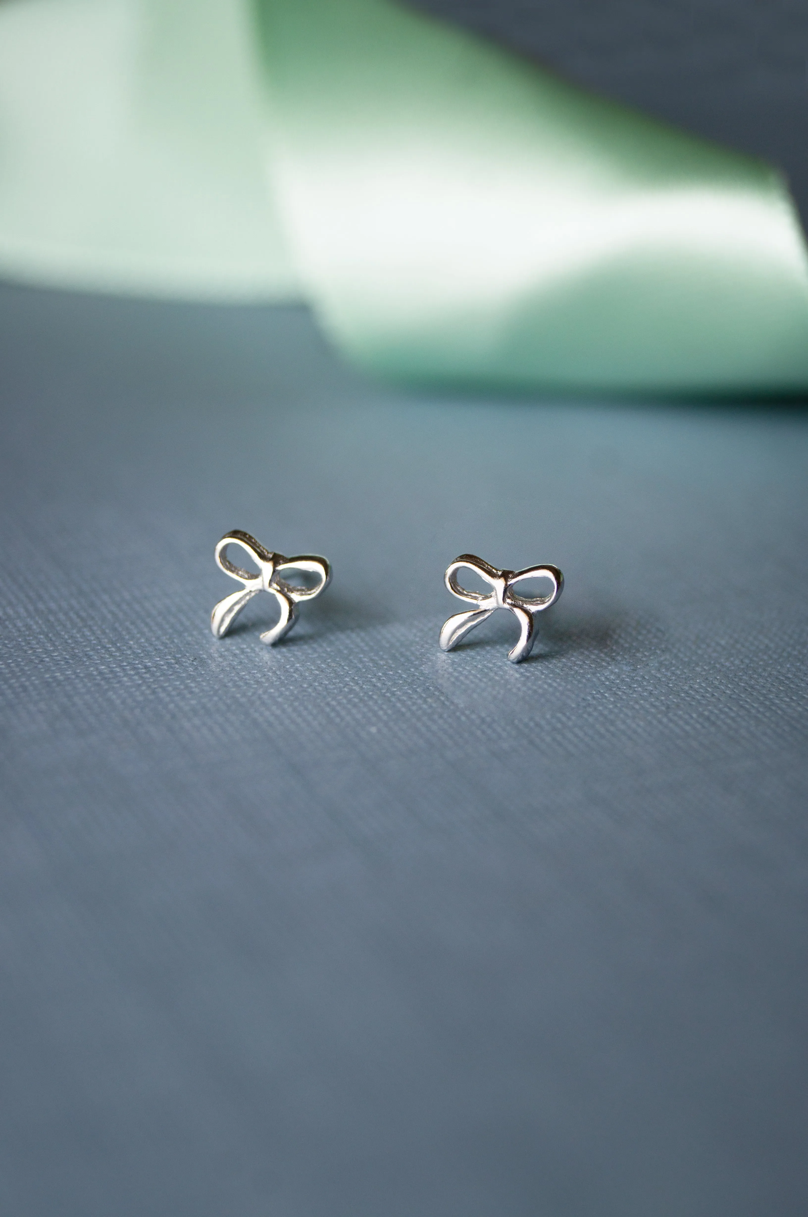 Delicate Bow Gold Plated Mini Sterling Silver Stud Earrings