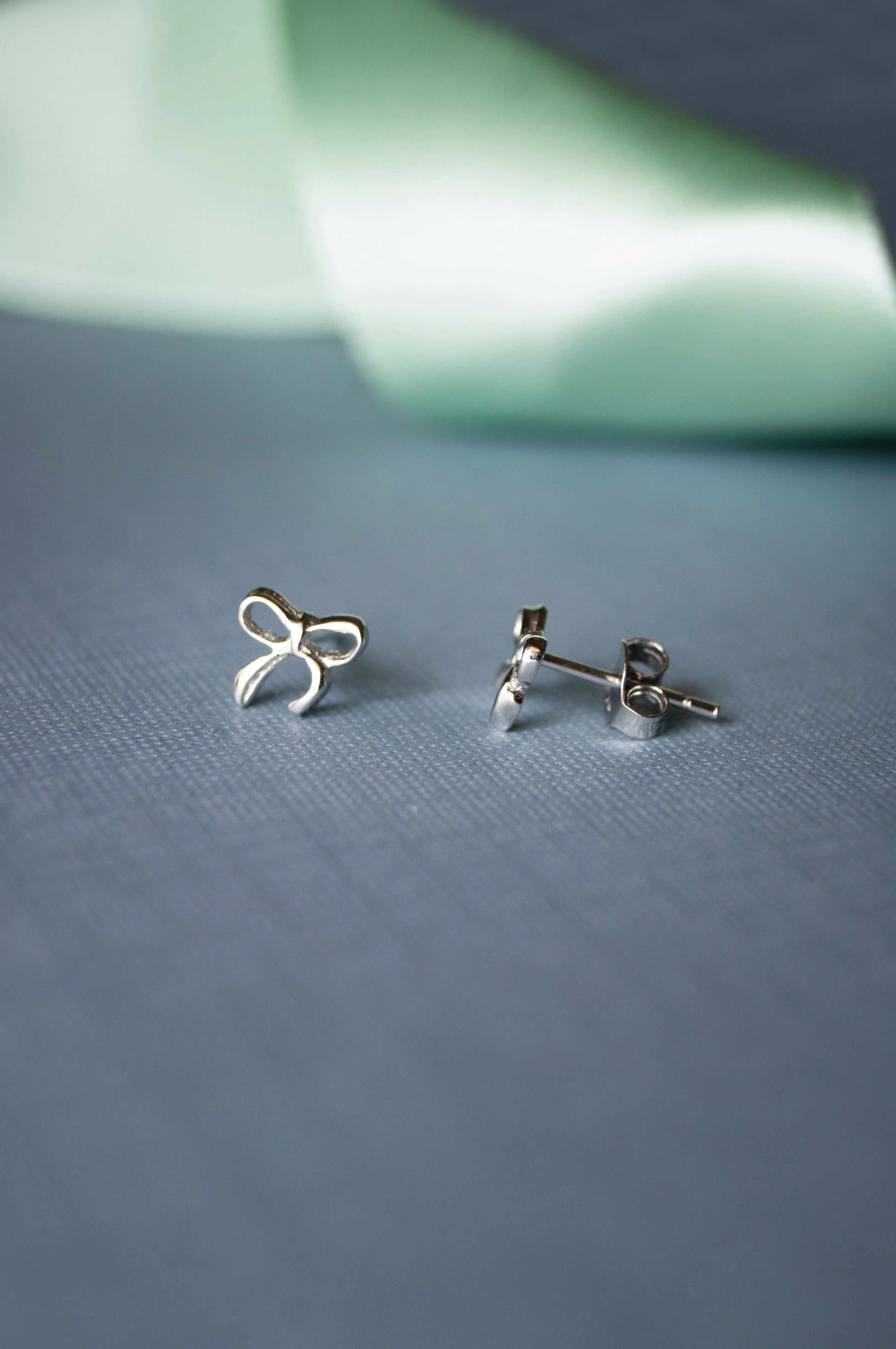 Delicate Bow Gold Plated Mini Sterling Silver Stud Earrings