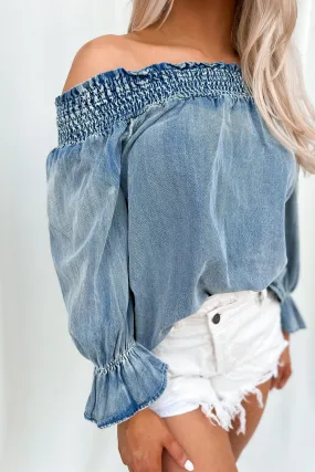 Denim On Denim Off Shoulder Top