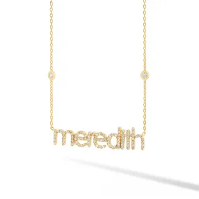 Diamond Name Necklace with Two Bezels