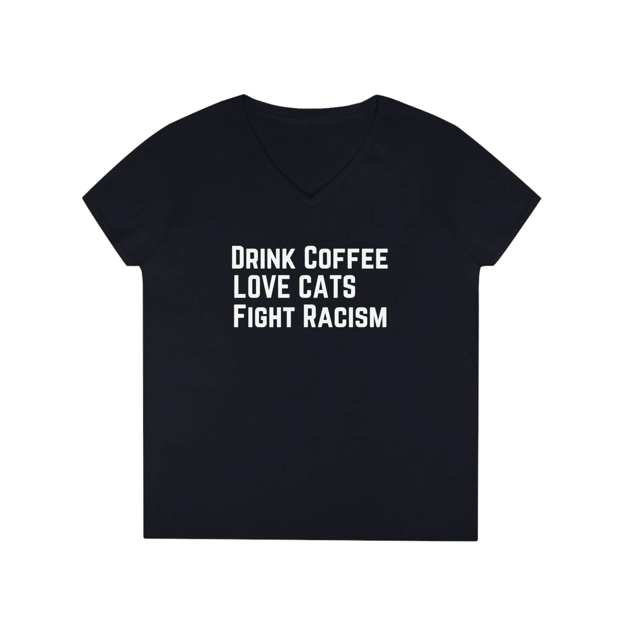 Drink Coffee Love Cats Women's V-Neck Tee