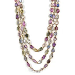 Eclat Jewels - One of a Kind Multi-color Sapphire Necklace, 18k Rose Gold