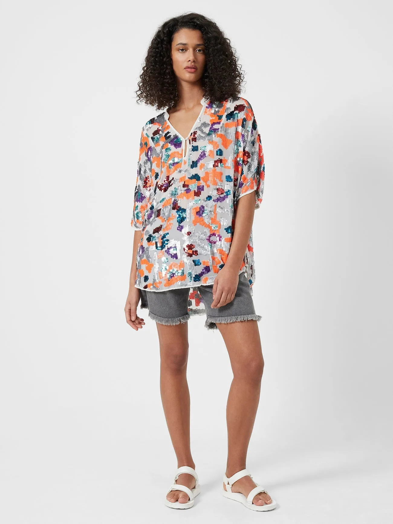 Flora Sequin V-Neck Blouse