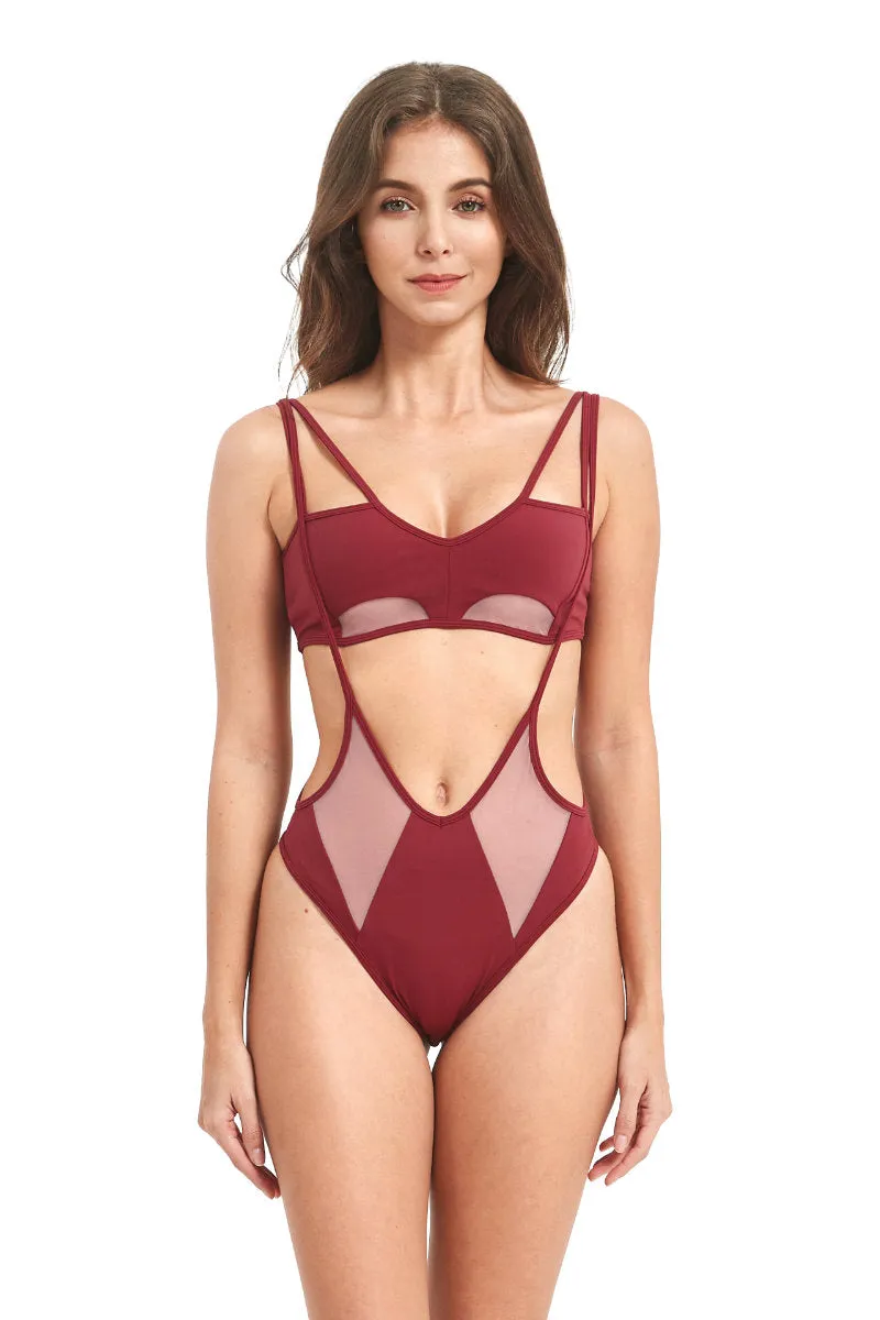 Hamade Activewear Re-edition High Waisted Sling Bottoms - Burgundy