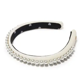 IVORY PEARL EMBELLISHED VELVET GIGI HEADBAND