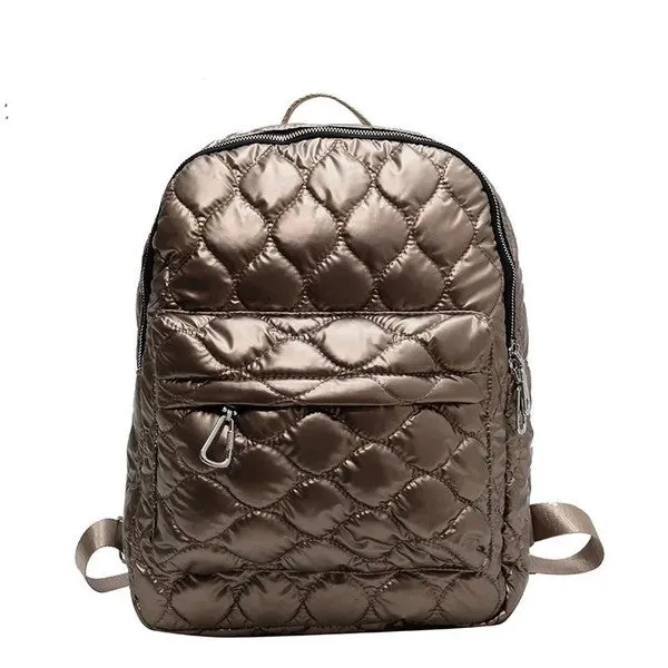 Jade Metallic Puffer Backpack