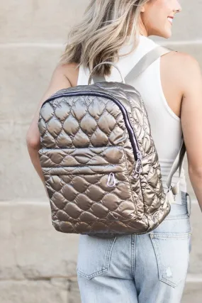 Jade Metallic Puffer Backpack