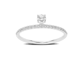 Lab-Grown Diamond ct. tw. Floating Stone Pavé Stacking Ring | White