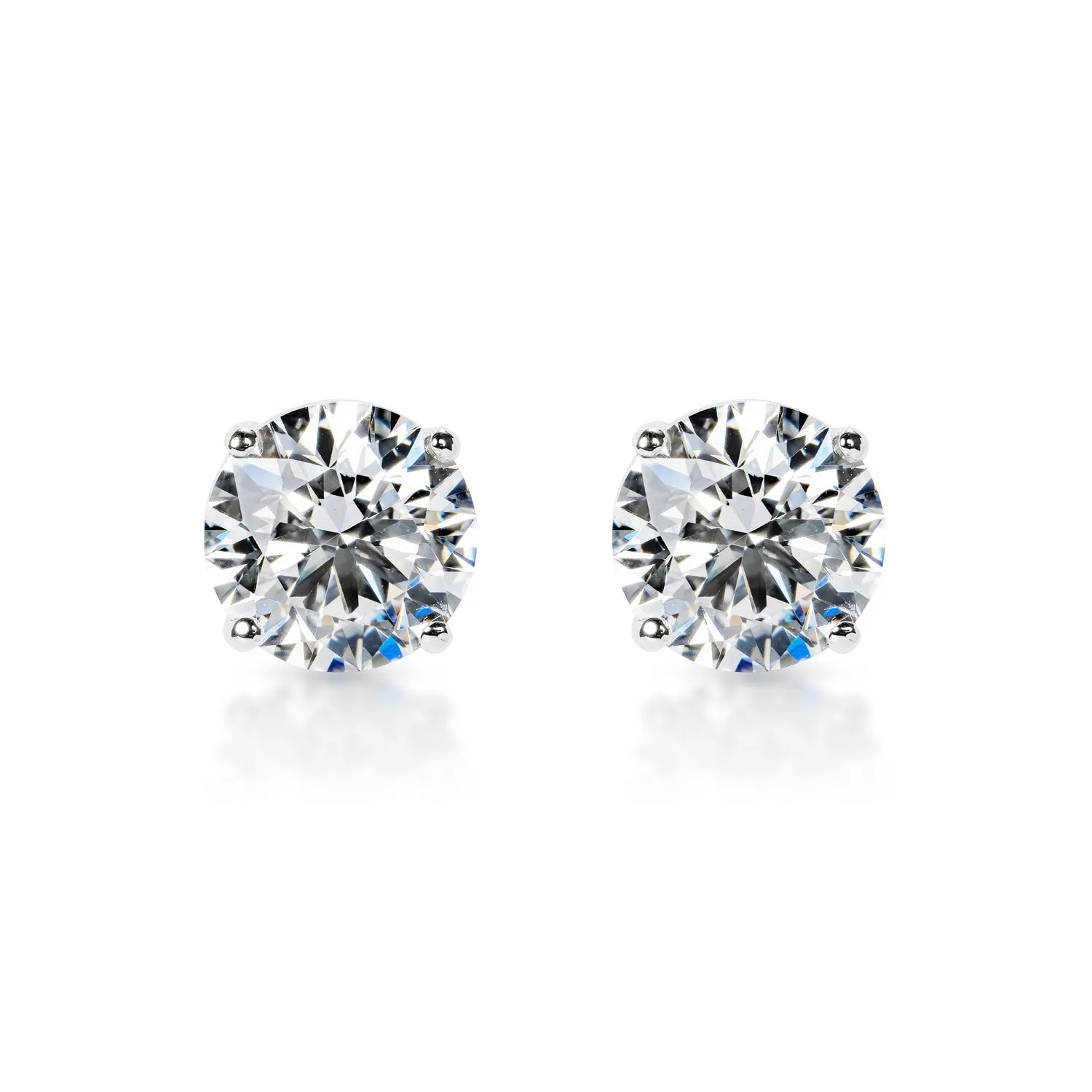 Louella 4 Carat F VS1 Round Brilliant Lab-Grown Diamond Stud Earrings in 14k White Gold