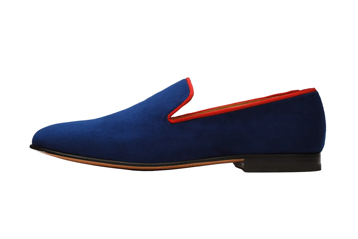 LOW HEEL WHOLE CUT VELVET LOAFER with Contrast Piping –BR