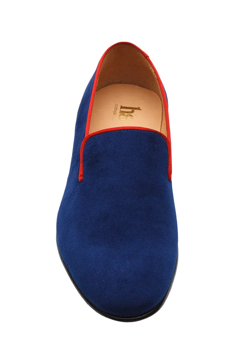 LOW HEEL WHOLE CUT VELVET LOAFER with Contrast Piping –BR