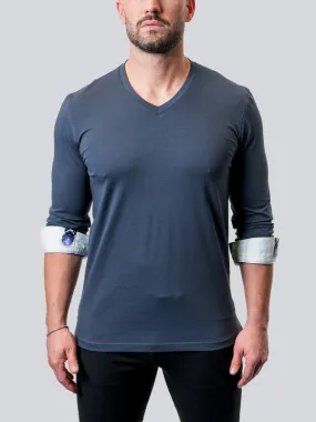 Maceoo Tshirts | V-Neck Edison NeonCuff Blue