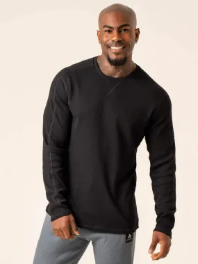 Men's Waffle Lounge Crew Neck - Black