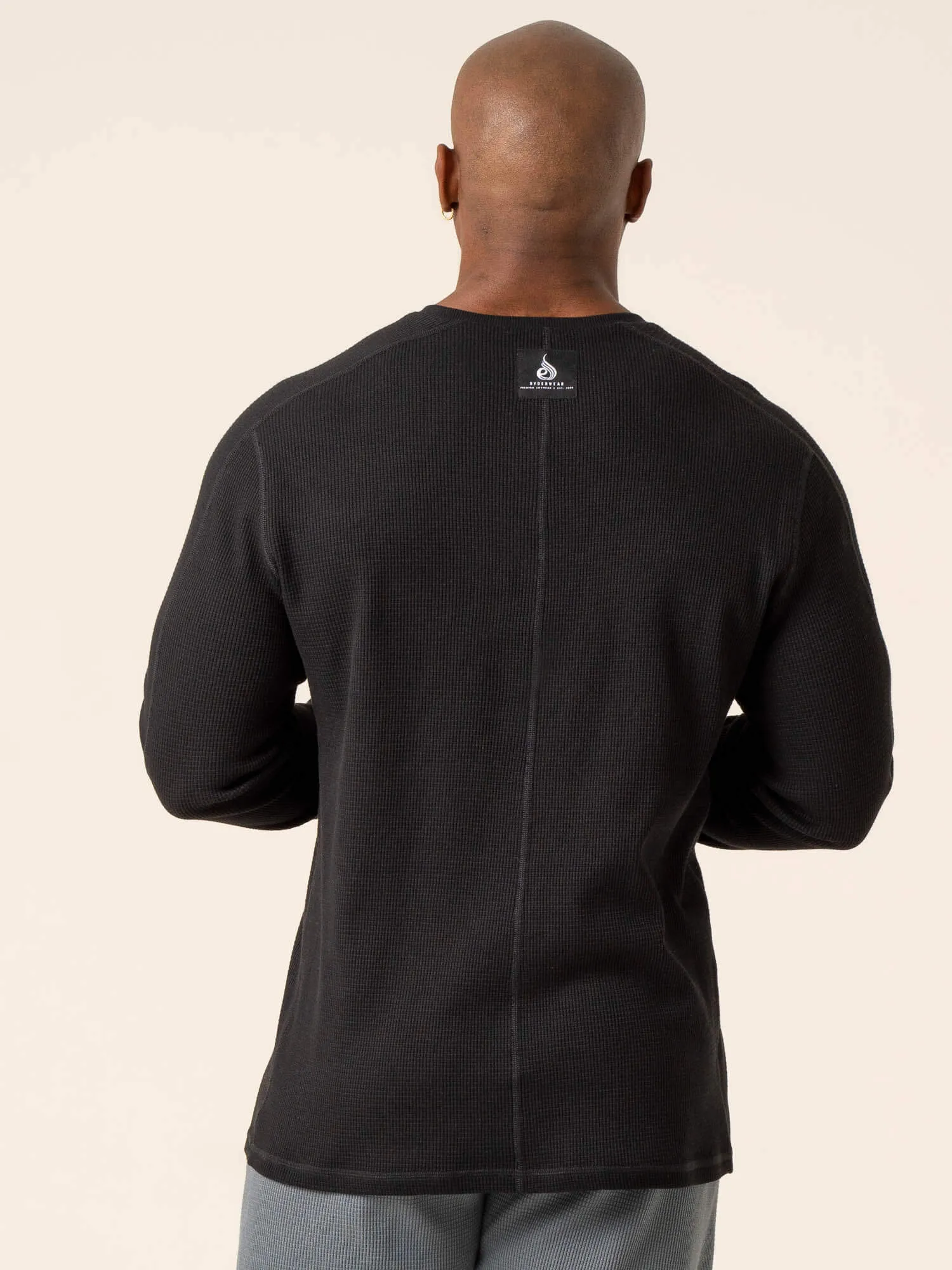 Men's Waffle Lounge Crew Neck - Black