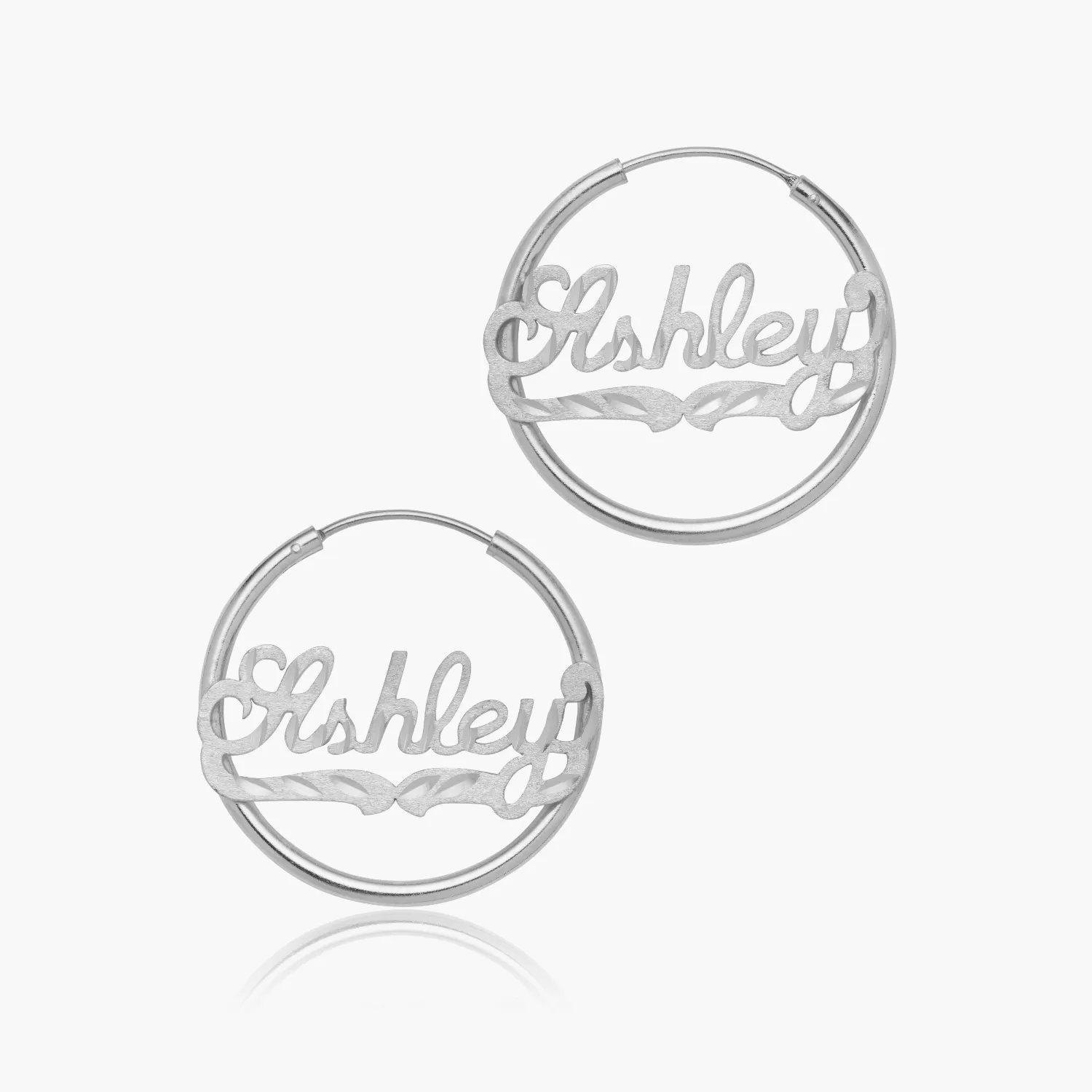 Mini Diamond Cut Hoop Name Earrings