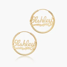 Mini Diamond Cut Hoop Name Earrings