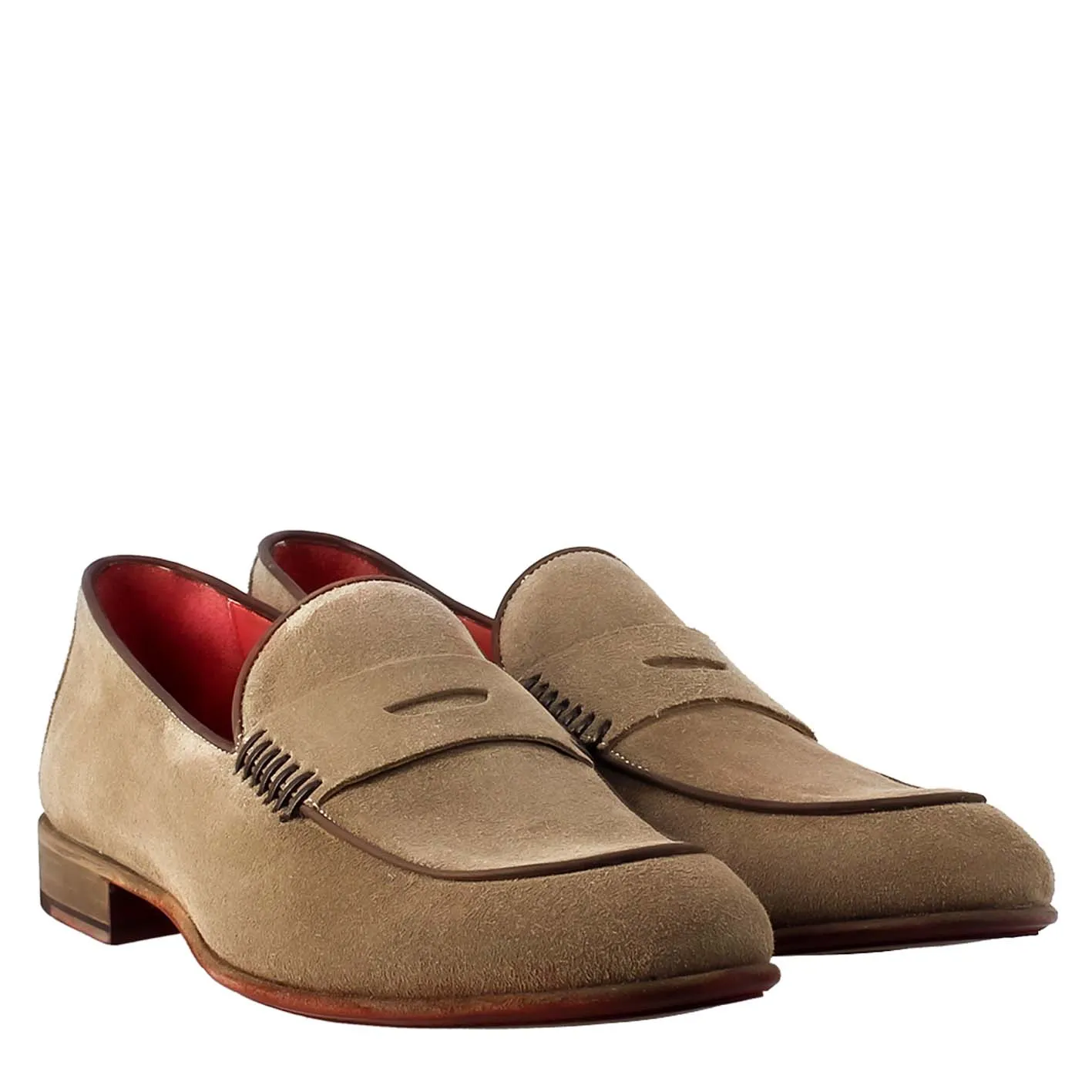 Mocassino elegante grigio da uomo in pelle scamosciata