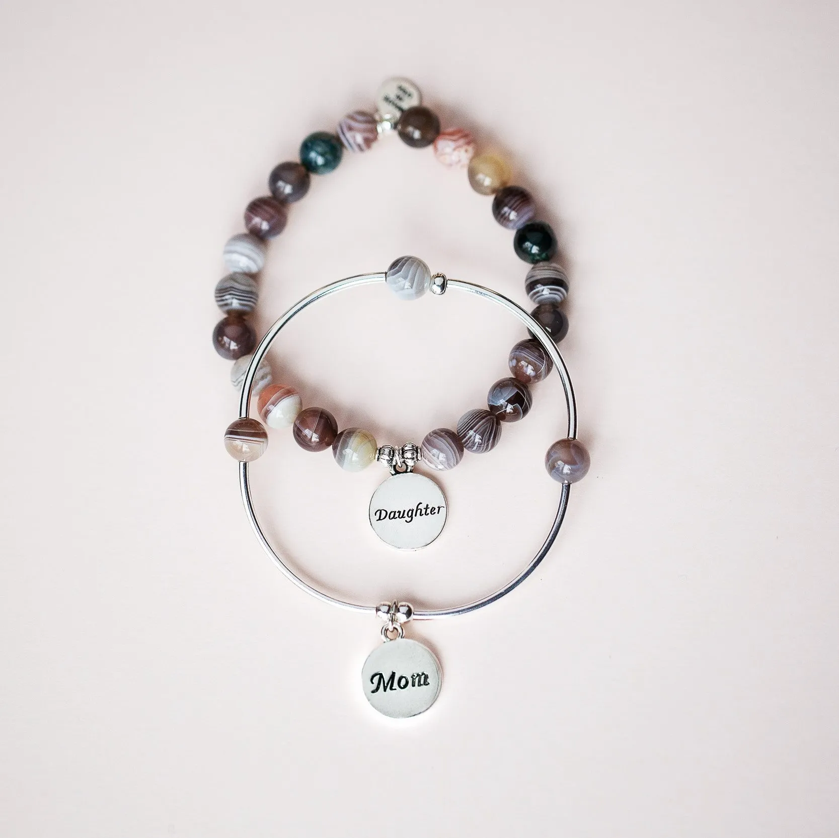 Niece | Stone Beaded Charm Bracelet | Labradorite