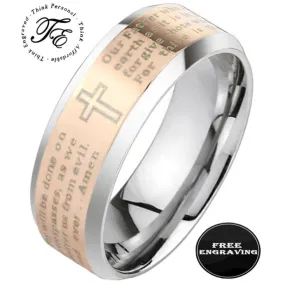 Personalized Women's Promise Ring - Christian Ring Rose Gold Stainless