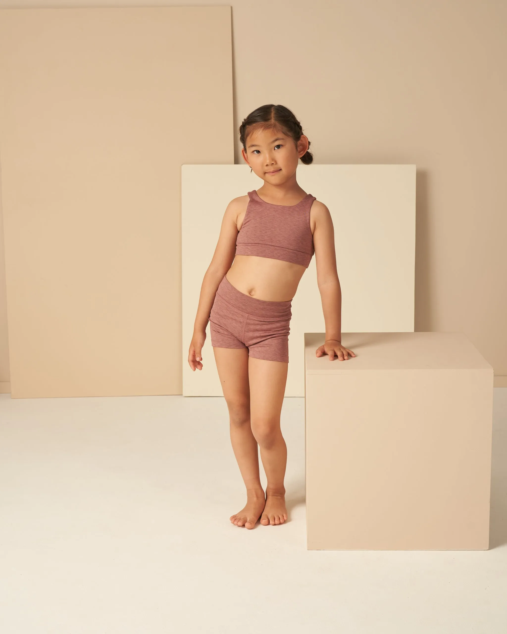 Play by Rylee & Cru Shortie Short - Heathered Mulberry