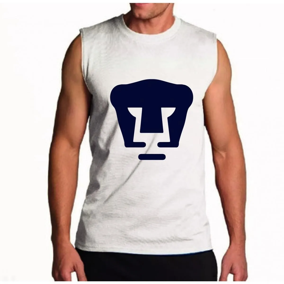 Playera Hombre Pumas Logo Azul Sin Manga