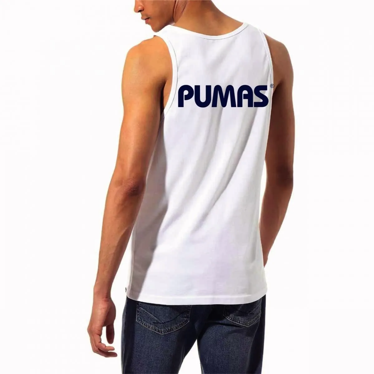 Playera Hombre Pumas Logo Azul Sin Manga