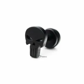 Punisher Skull Fake Plug Earring - Black